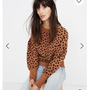 Pleat-Sleeve Sweatshirt in Leopard Dot